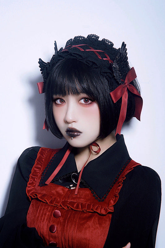 Strange Sugar - Handmade Gothic Lolita Black Red Hairband
