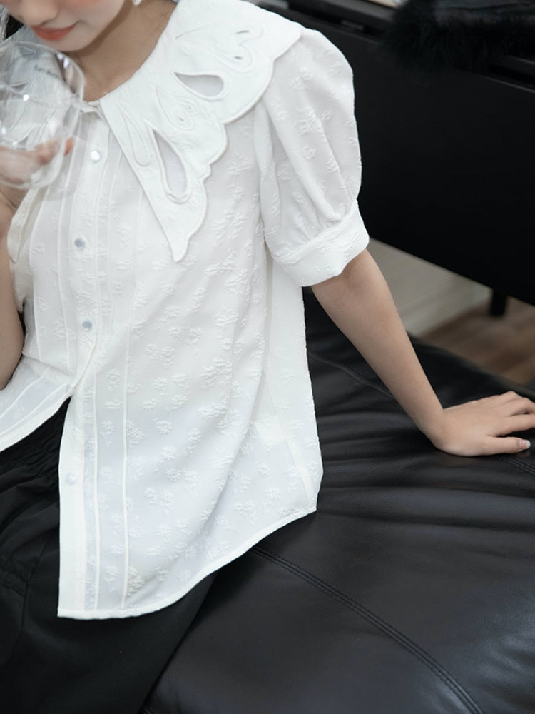 Embroidered Butterfly Lapel Blouse【s0000001736】