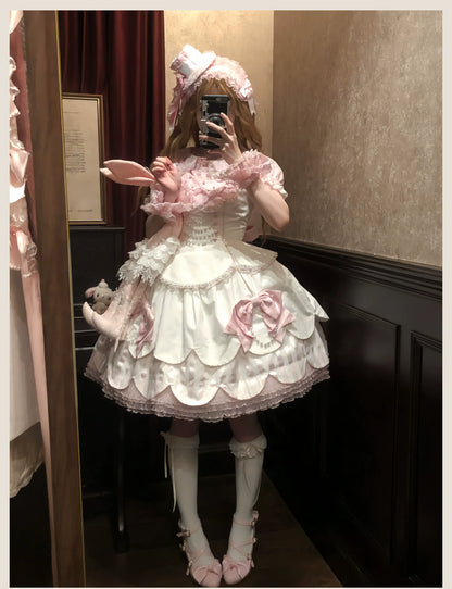 TaTaTa Lolita - Pearl Princess - Old School Lolita Jumper Dress Outfit, Petal Hem