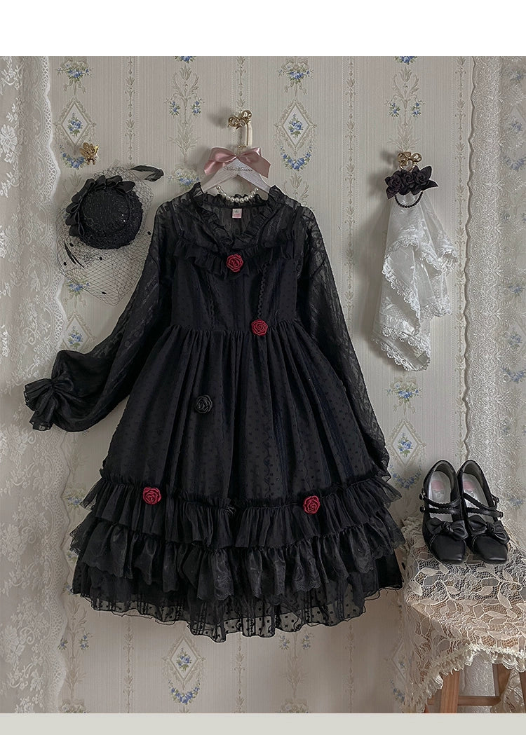 Sakurada Fawn - Spring Breeze - Plus Size Spring Lolita JSK Dress with Rose Decoration