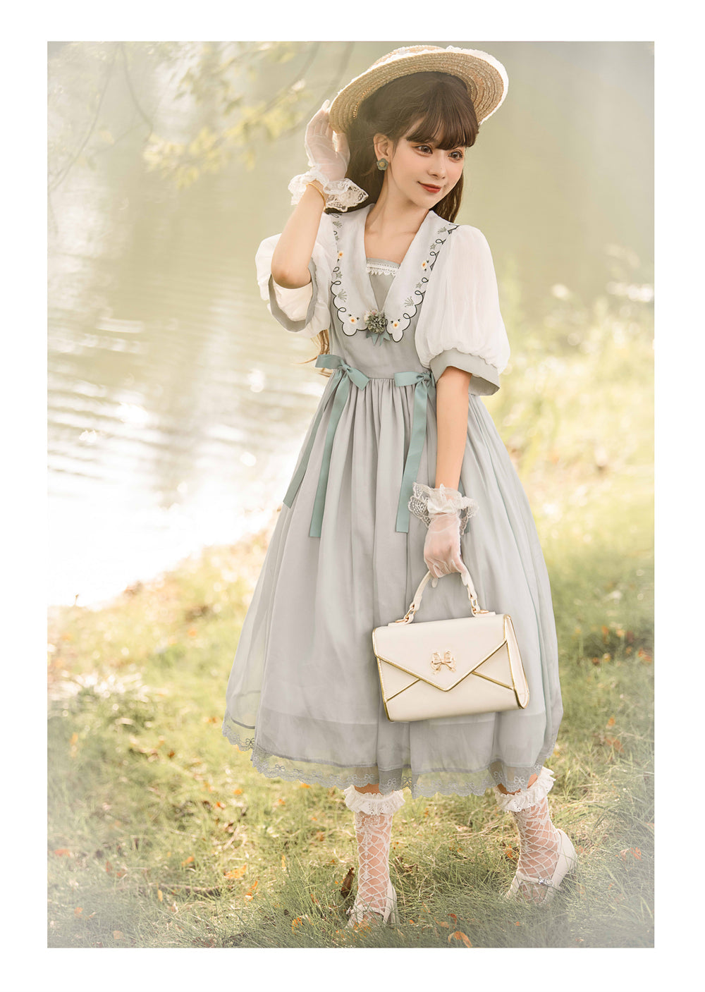 EESSILY - Afternoon Courtryard - Kawaii Lolita Summer Embroidery OP