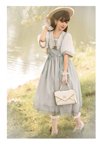 EESSILY - Afternoon Courtryard - Kawaii Lolita Summer Embroidery OP