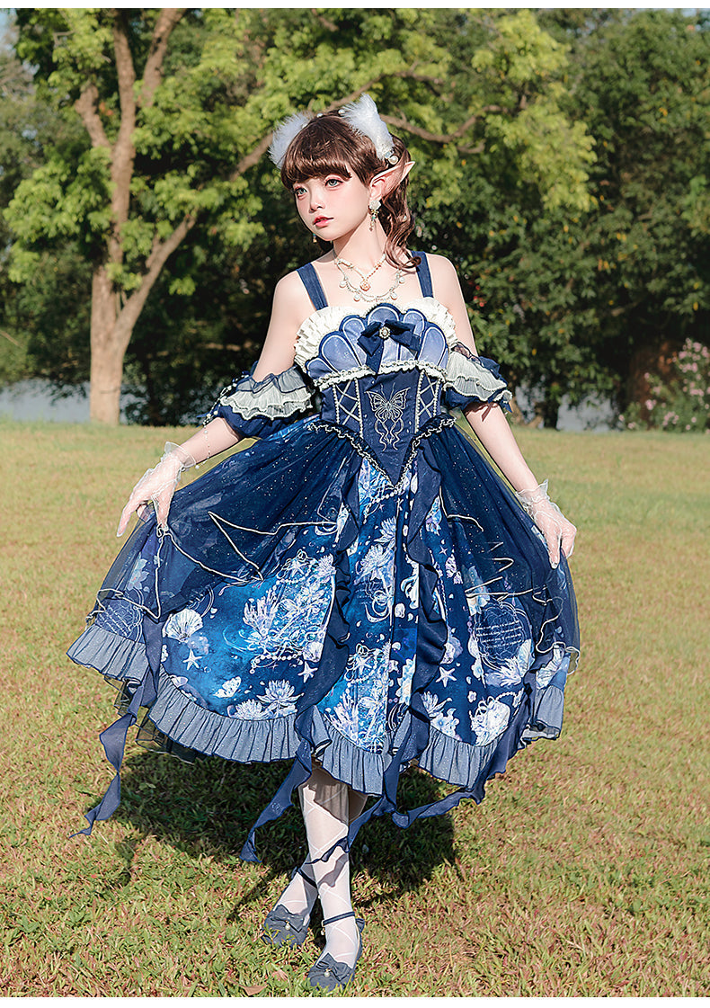 YingLuoFu - Original Elegant Lolita Blue Lolita JSK