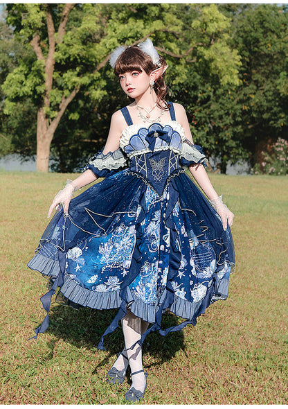 YingLuoFu - Original Elegant Lolita Blue Lolita JSK
