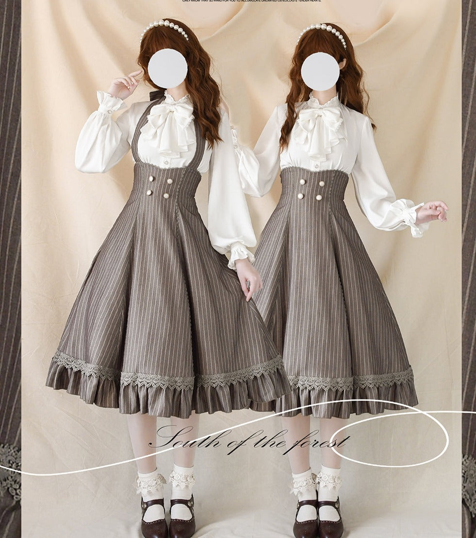 Forest Wardrobe - South of the Forest - Vintage Lolita Halter JSK Dress, French Style Blouse