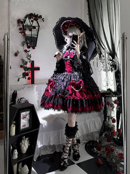 Sugar Girl - Rose Princess - Halloween Gothic Lolita JSK, Sheer Rose Dress