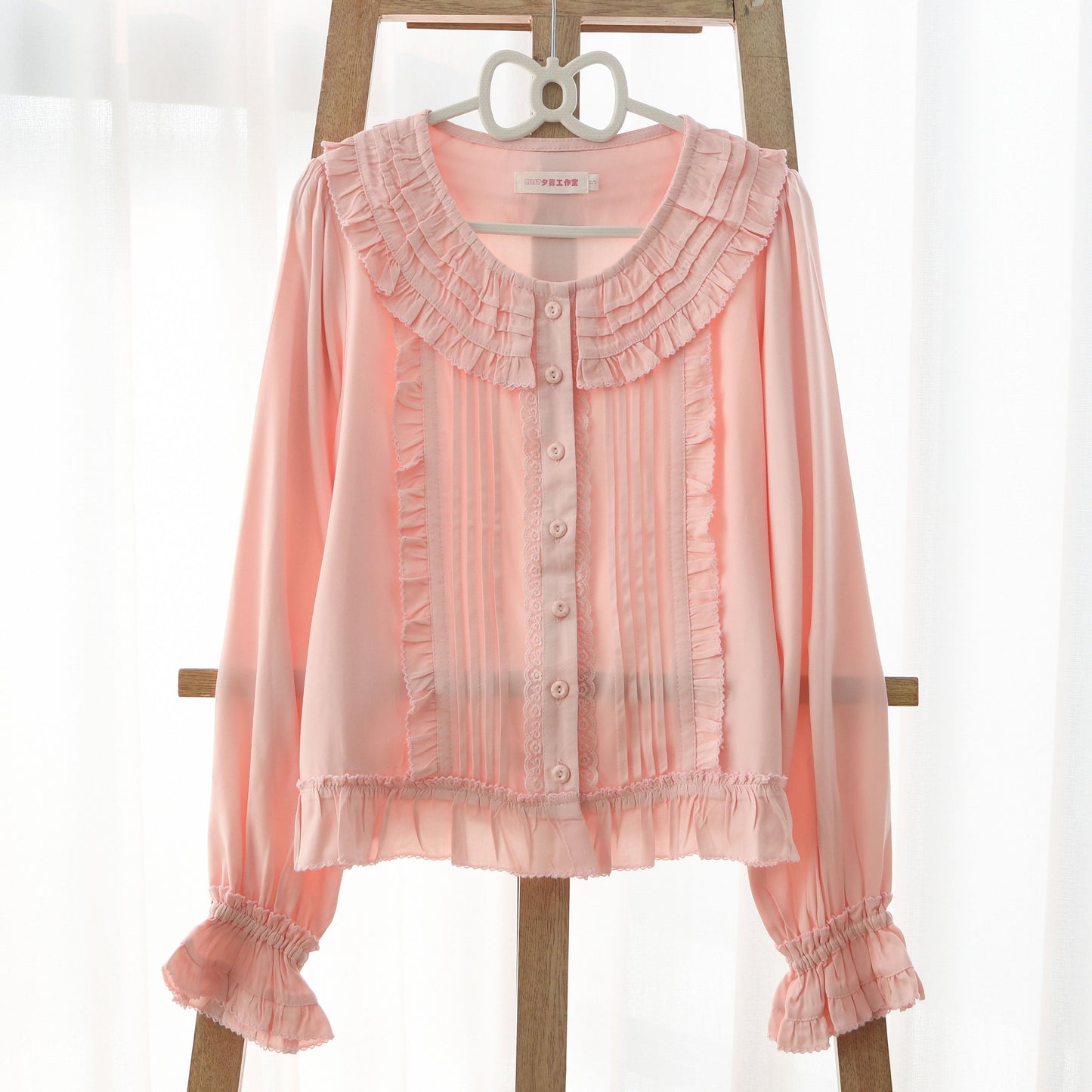 MIST - Wine Drunk Rose - Sweet Cotton Lolita Blouse with Ruffles and Pleats