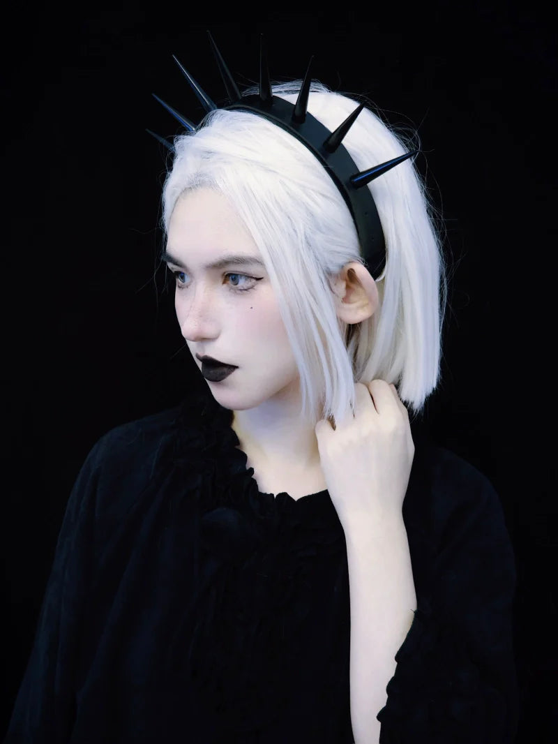 Strange Sugar - Punk Gothic Lolita KC Faux Leather Rivet Hair Accessories