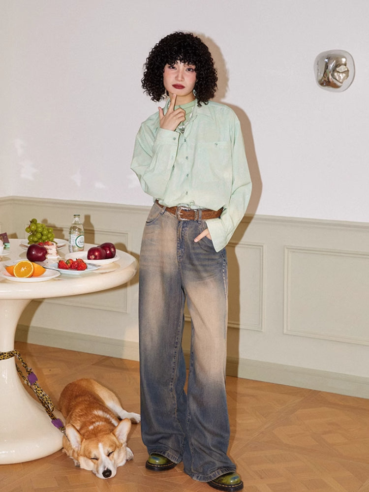 Butterfly print loose long sleeve shirt【s0000006553】