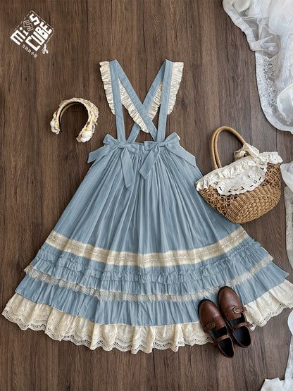 Miss Cube - Cool Sheep Whisper - Kawaii Retro Lolita SK with Detachable Suspenders