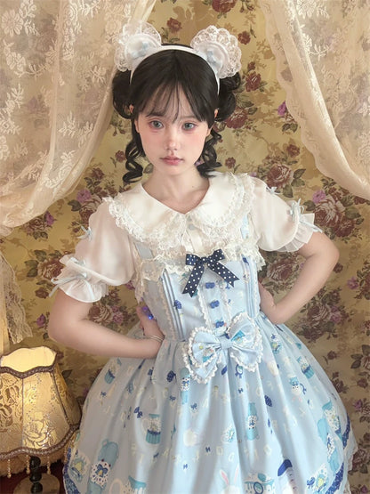 To Alice - Dear Dolls - Kawaii Lolita JSK Dress, Bear & Bunny Print
