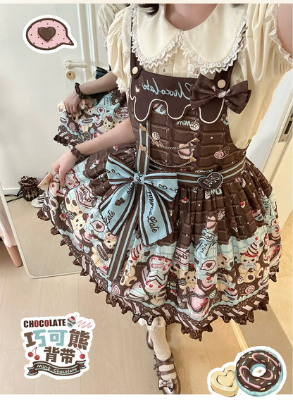 Sweet Dream Sheep - Chocolate Bear - Sweet Lolita Salopette High Waist Dress