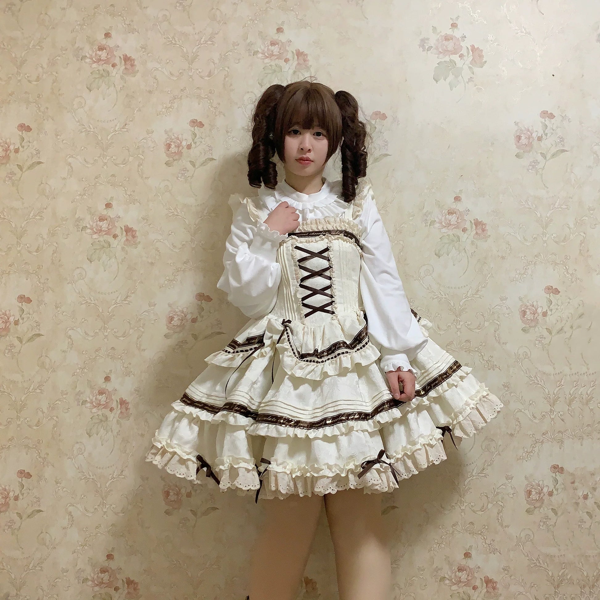 Chubby Cat Diary - Chocolate Layer Cake - Plus Size Cotton Lolita Jumper Dress