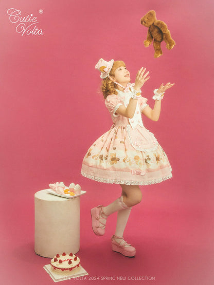 CutieVolta - Blissful Confectionery - Sweet Lolita OP Dress Bear Print JSK