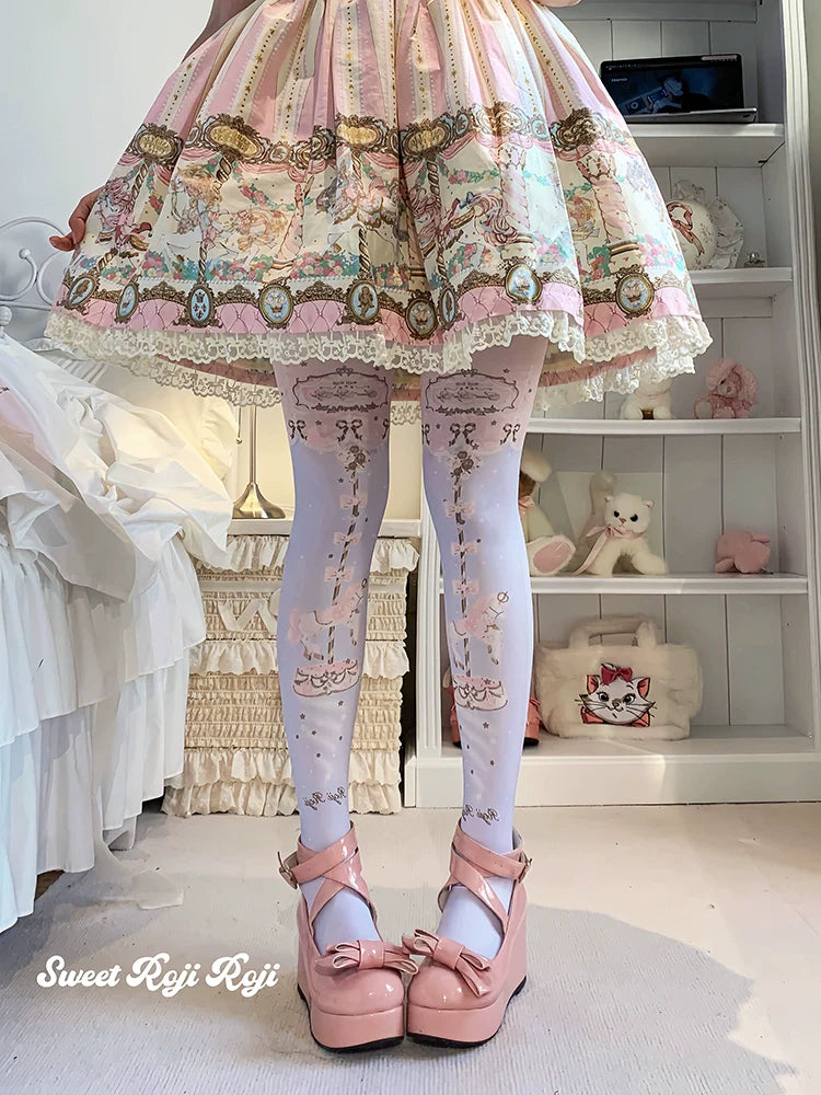 Roji Roji - Sweet Lolita Tights Velvet Printed Lolita Pantyhose