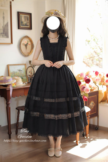 Tiny Garden - Spring Whisper - Solid Color Classic Lolita JSK Dress with Tulle Apron