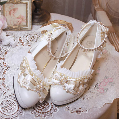 One Night - Handmade White Wedding Lolita Heel Shoes