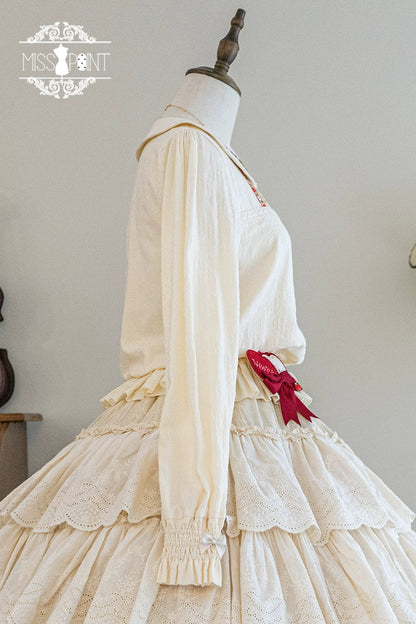 Miss Point - Chubby Fox in the Forest - Sweet Lolita Shirt Embroidered Collar Customized Blouse