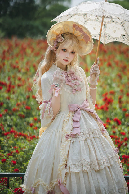 Miss Point - Lilyka Garden - Classic Lolita OP Dress Set Elegant Floral Wall Princess Sleeve