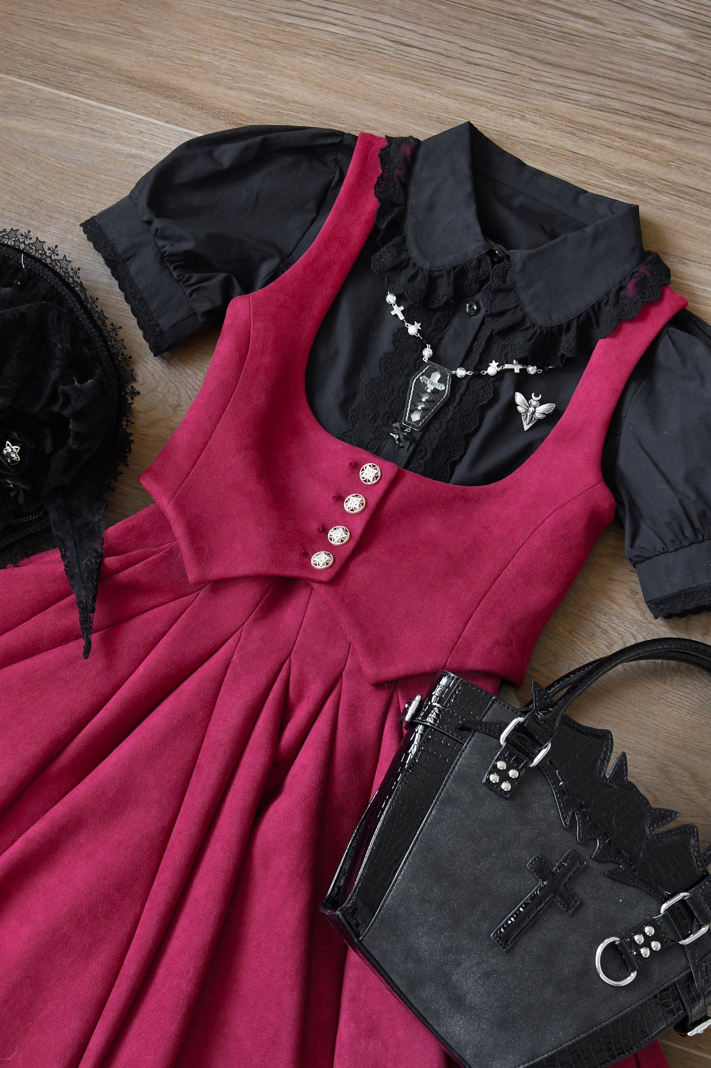 MIST - Lily - Cotton Retro Lolita Blouse with Lace Ruffles and Short Sleeve