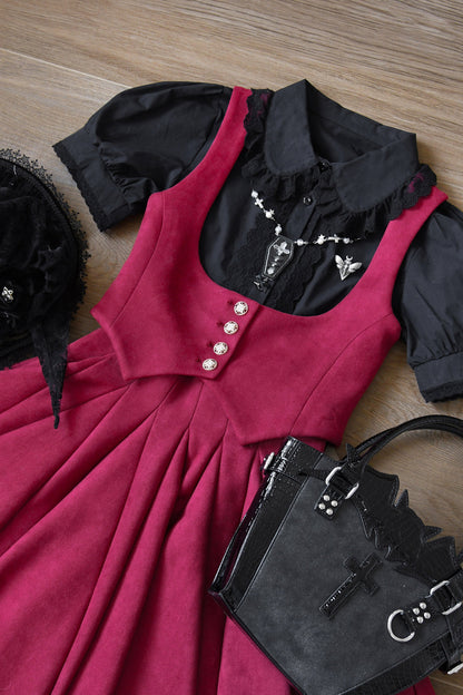 MIST - Lily - Cotton Retro Lolita Blouse with Lace Ruffles and Short Sleeve