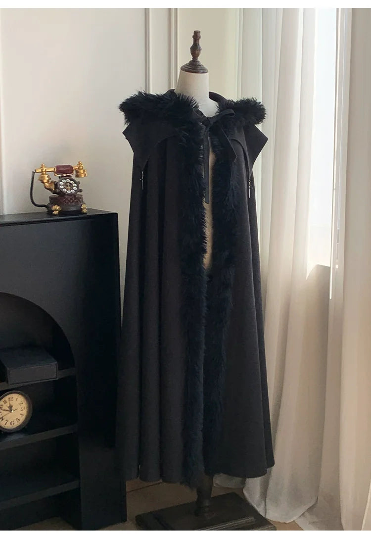 With PUJI - Letter and Poetry ﾂｷ Raven's Night Song - Gothic Lolita Black Cloak