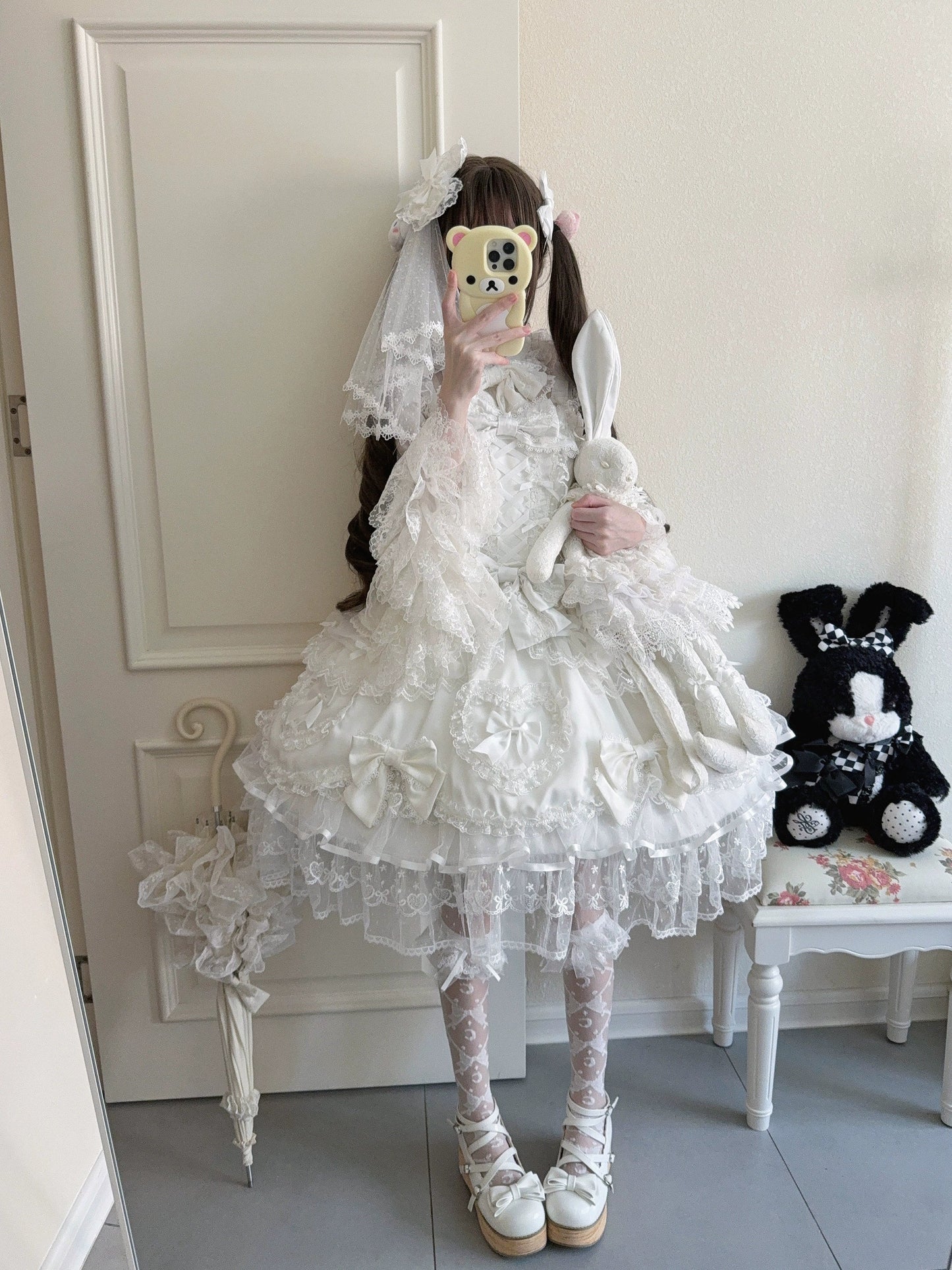 Sugar Girl - Velvet Sweetheart - Doll-like Sweet Lolita Jumper Dress, Bow Accents