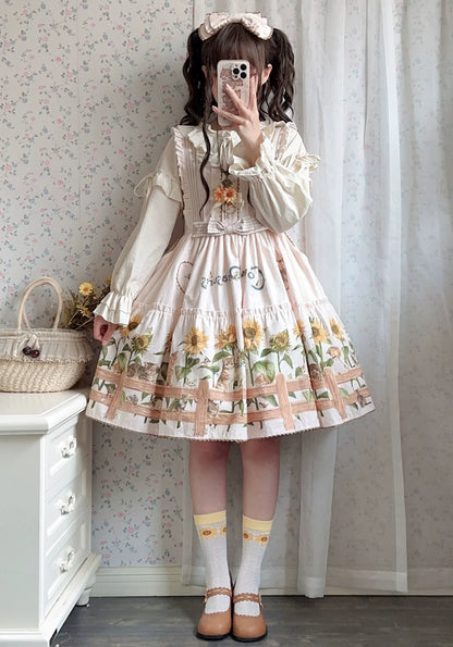 Polaris Lolita - Cat and Sunflower - Sweet Lolita JSK, Cat and Sunflower Print
