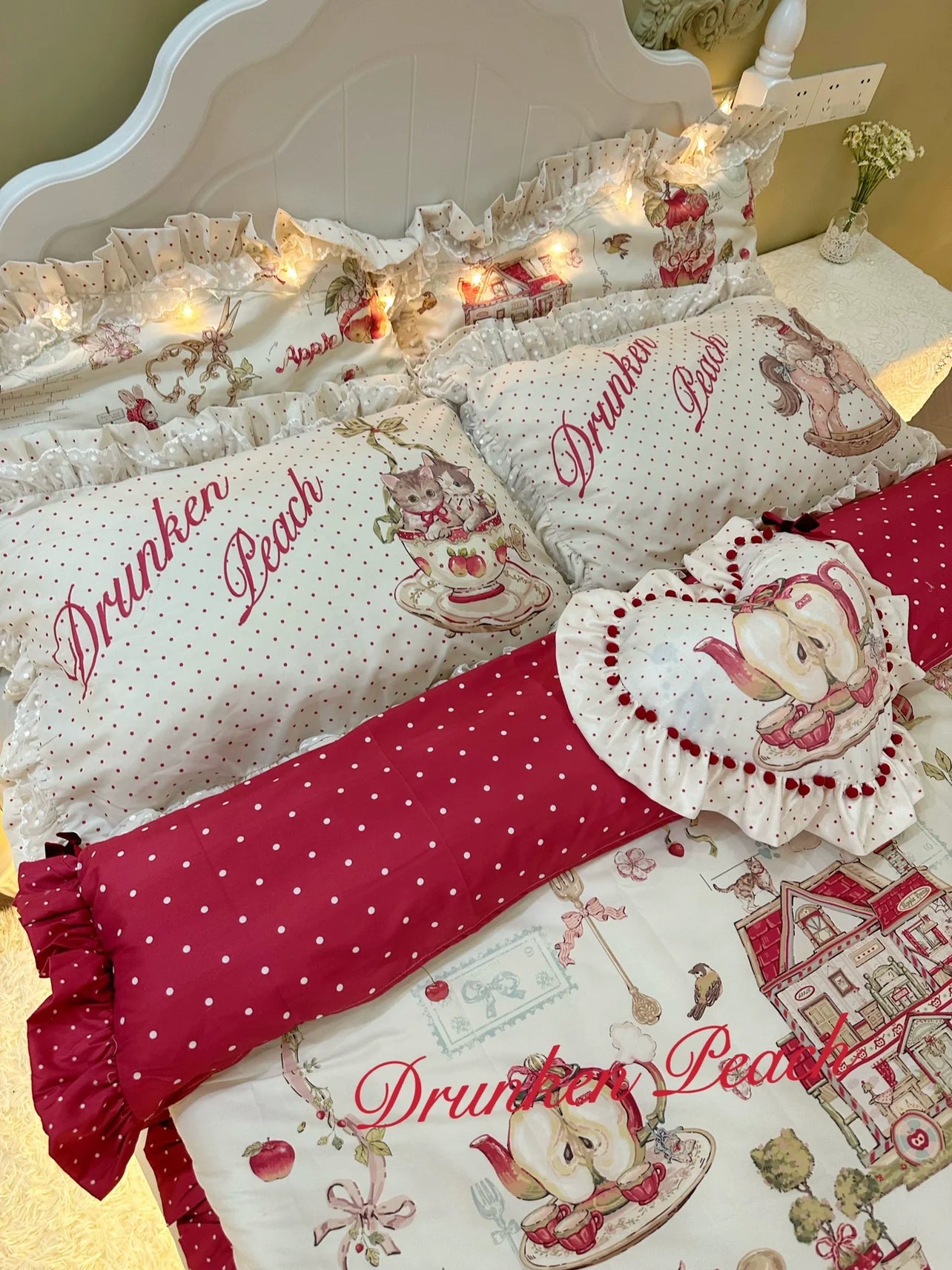 Drunke - Small Apple - Sweet Retro Print Lolita 4-Piece/3-Piece Bedding Set