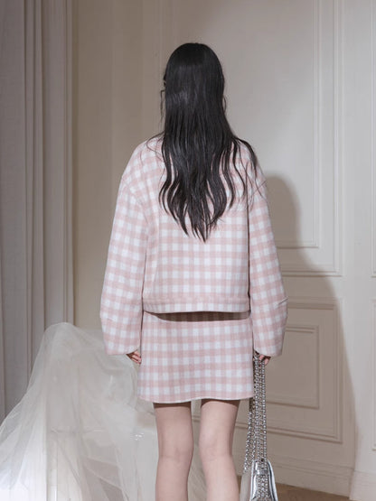Plaid jacket + skirt【s0000007221】