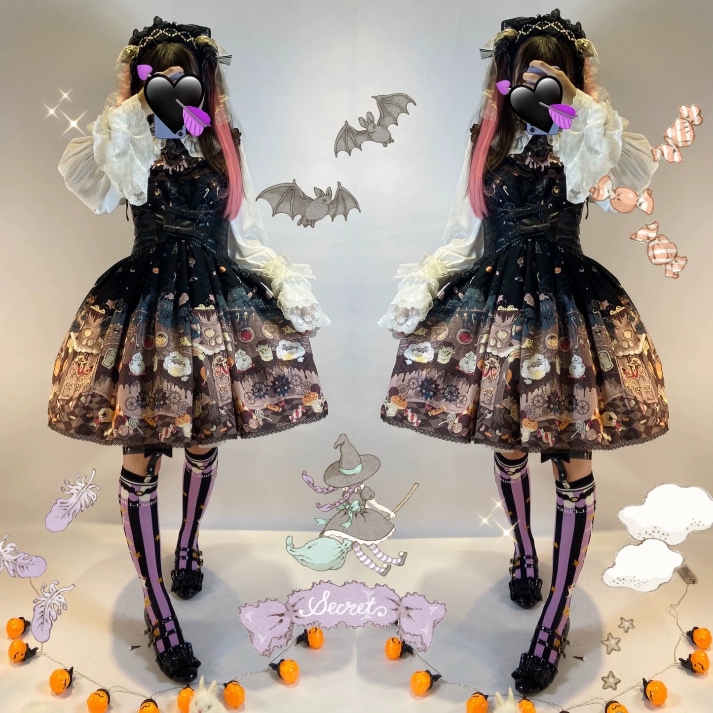 Yukines Box - Gothic Lolita Halloween Pumpkin Bat Socks