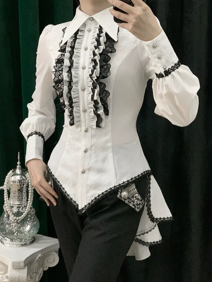 Little Dipper - Cold Rice - Ouji Lolita Shirt With Spiderweb Pattern in Several Versions