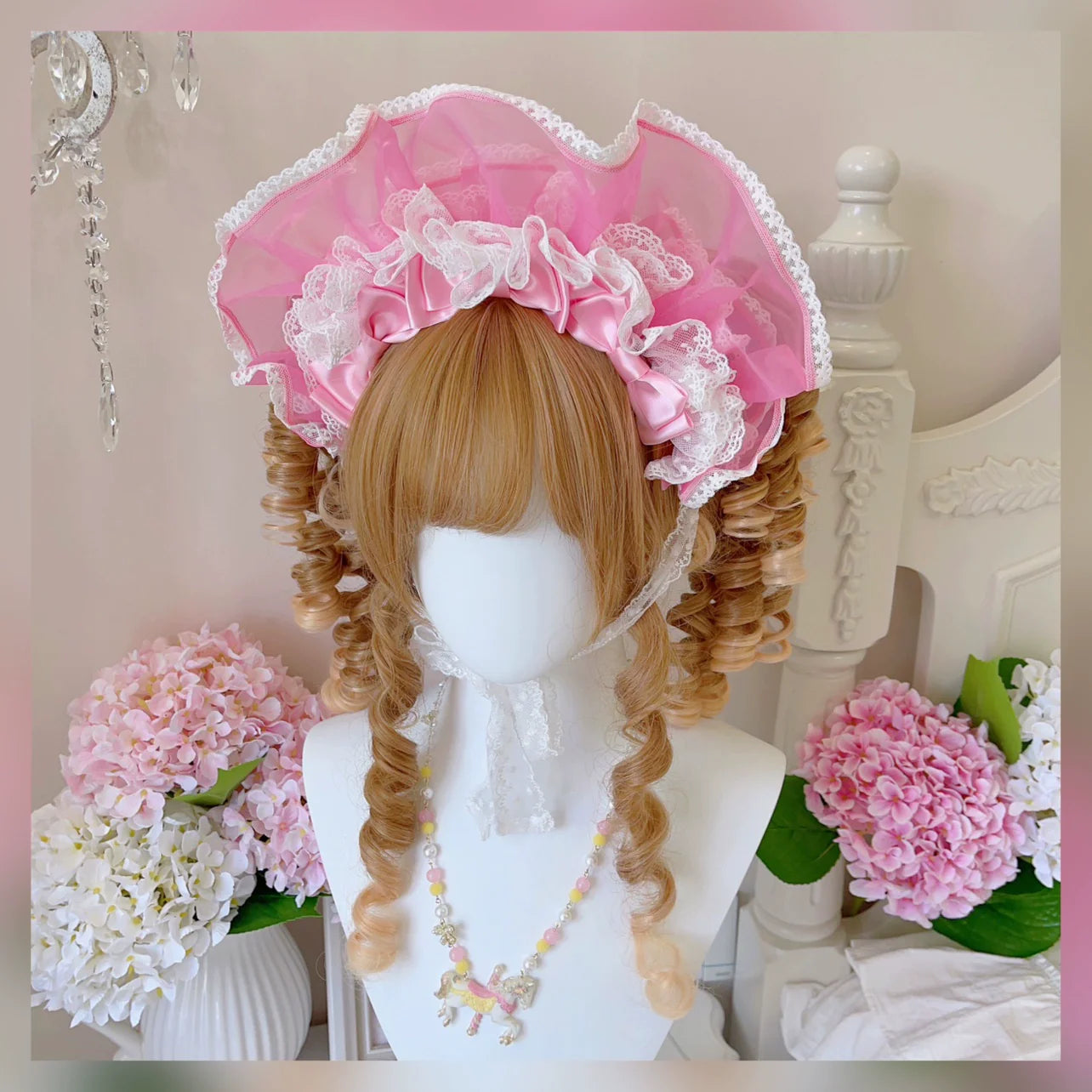 CheeseCat - Sweet Lolita Bonnet Organza Bow Headdress