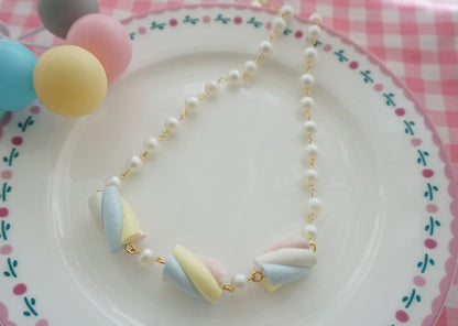 Cat Tea Party - Sweet Lolita Accessories Simulated Cotton Candy Clay Bracelet Necklace
