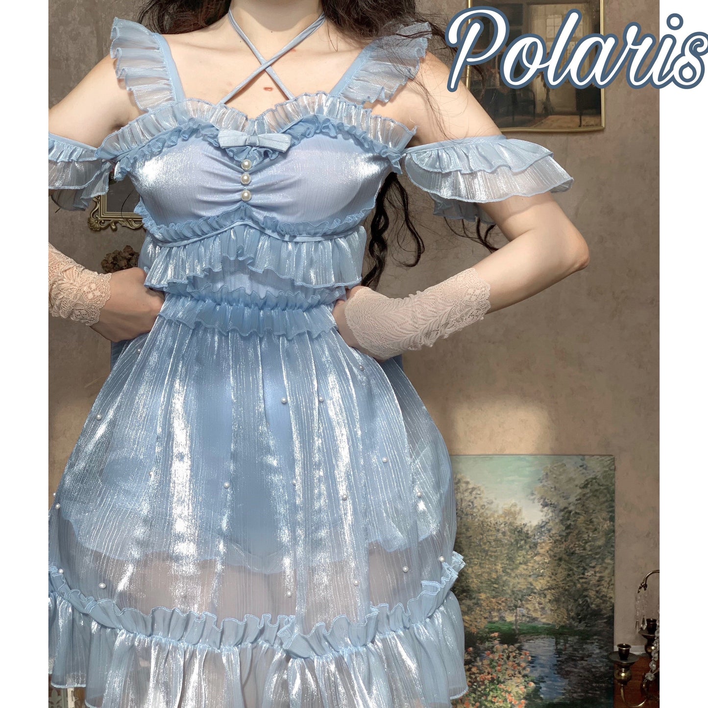 Polaris Lolita - Mermaid - Lolita Inspired Swimsuit with Tulle Overlay and Trailing