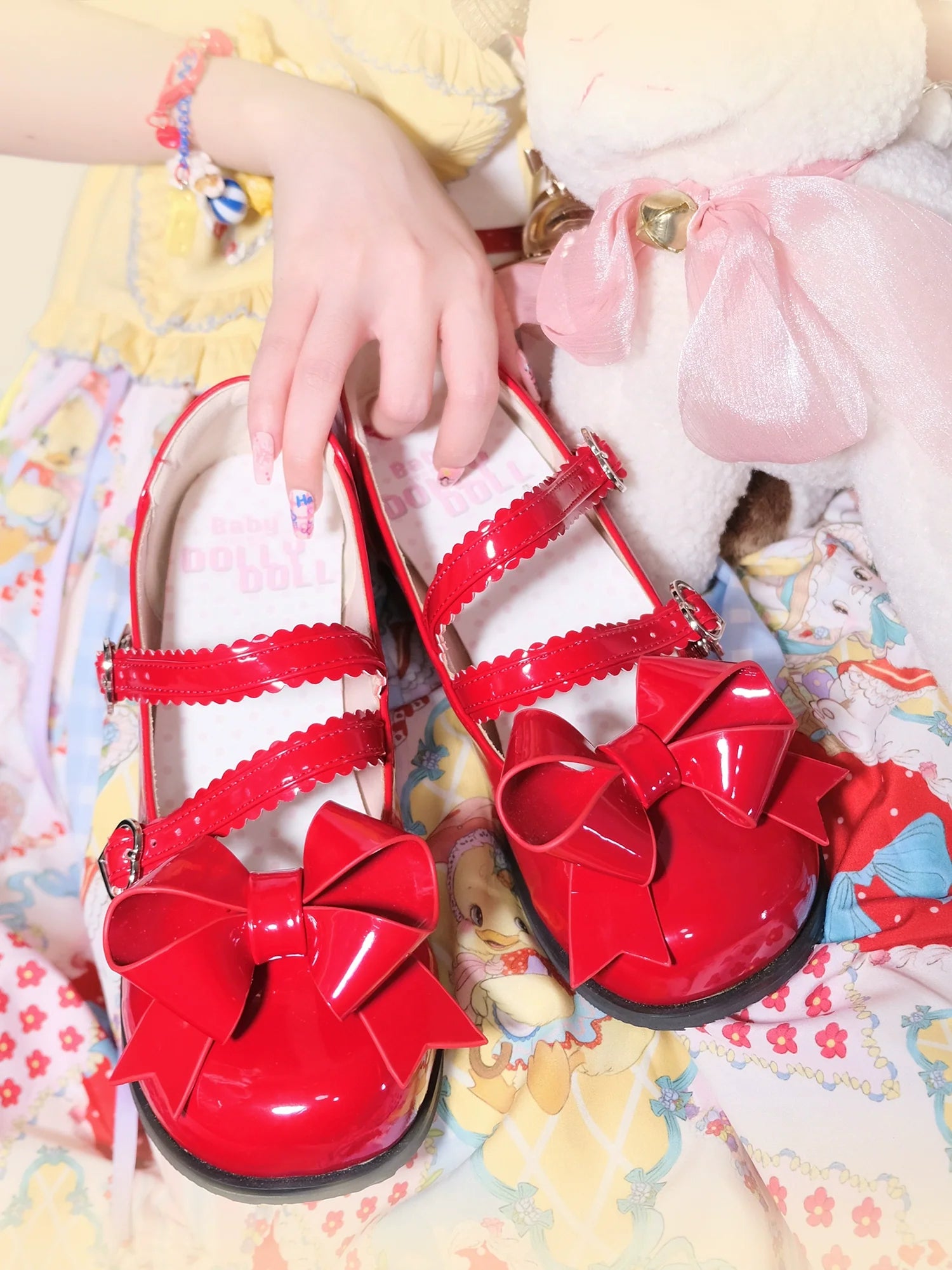 Dolly Doll - Apple Candy - Mary Jane Lolita Shoes Bow PU Low-Mid Heel Shoes