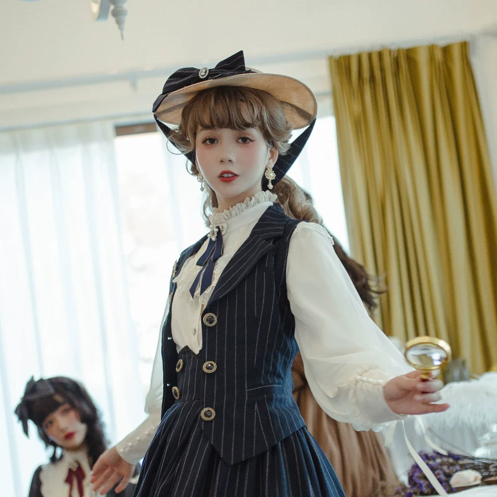 Miss Point - Rose Doll - Elegant Lolita Striped Fishbone Skirt