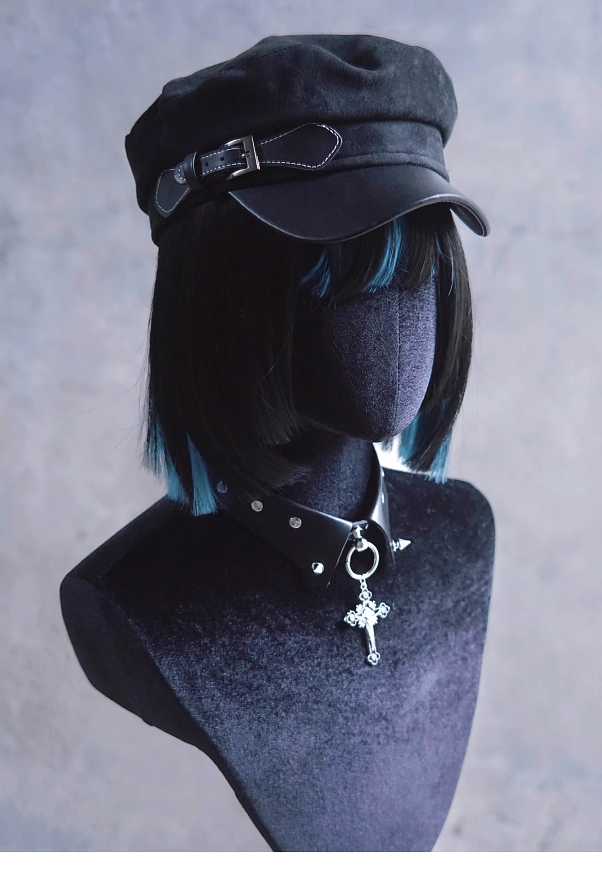 Strange Sugar - Gothic Lolita Hat Leather Buckle Lolita Newsboy Hat