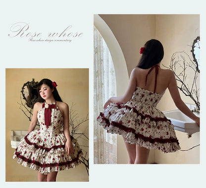 Diamond Honey Lolita - Heart Rose - Vintage Lolita Jumper Dress Retro Rose Lolita JSK