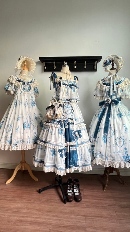 NanShengGe - Mulberry Poem - Country Lolita Printed Dress with Cardigan Set