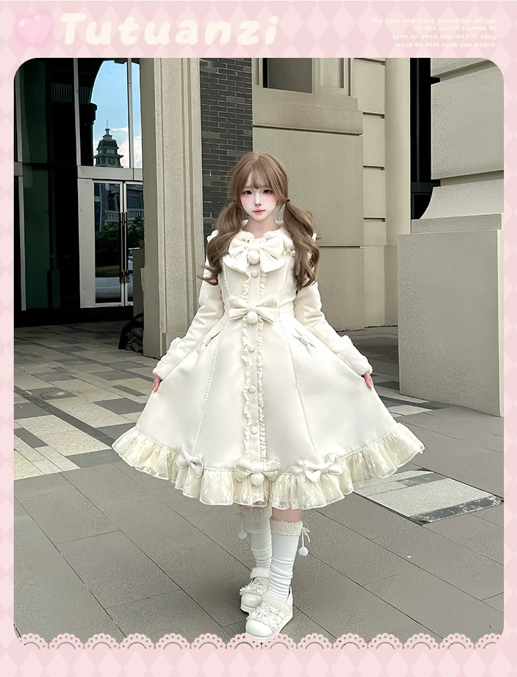 Mengfuzi - Nico Bunny - Winter Sweet Lolita Overcoat, Detachable Cape