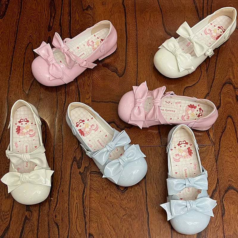 Beauty Bunny - Kawaii Lolita Shoes Low Heels Round Toe PU Shoes