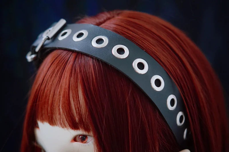 Strange Sugar - Gothic Lolita KC Faux Leather Punk Lolita Hair Accessories