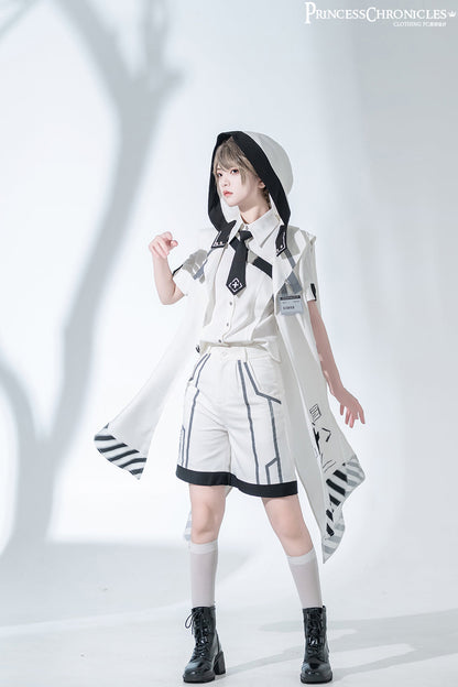Princess Chronicles - Dry sea and Ashlar - Handsome Futuristic Style White Short Set