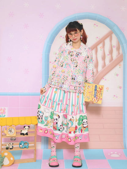 Striped print long skirt【s0000007680】