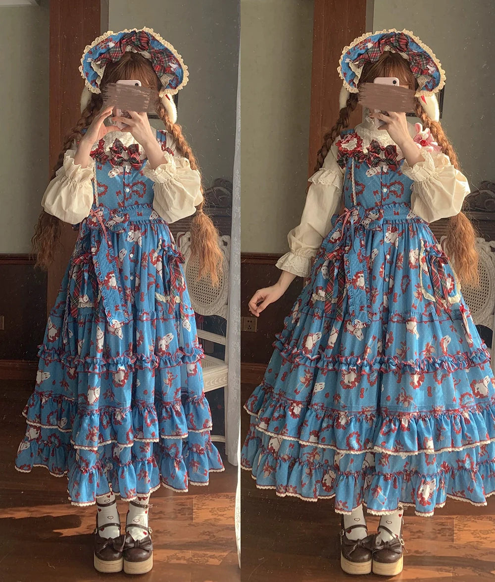 Miss Point - Forest Berry Bunny - Sweet Lolita JSK Elegant Bunny Print Dress