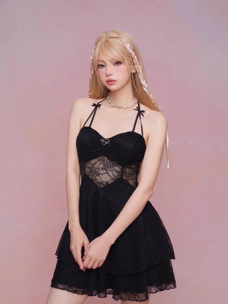 See-through suspender dress【s0000008933】