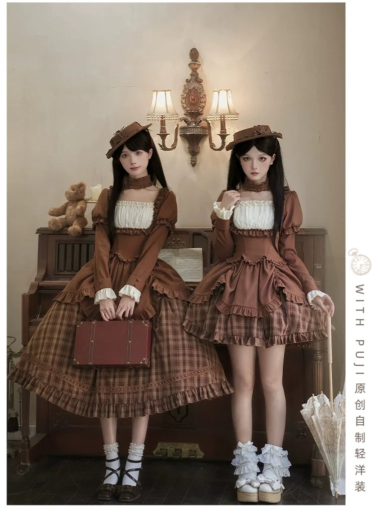 With PUJI - Oak Hymn - Classic Lolita Plaid OP Suit, Side Zipper