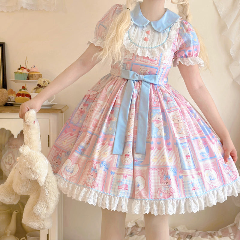 Hanguliang - Sweet Bunny Bear - Sweet Lolita Dress Long Sleeve Winter Lolita OP