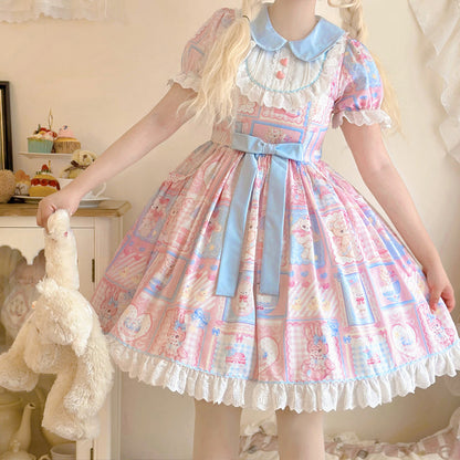 Hanguliang - Sweet Bunny Bear - Sweet Lolita Dress Long Sleeve Winter Lolita OP